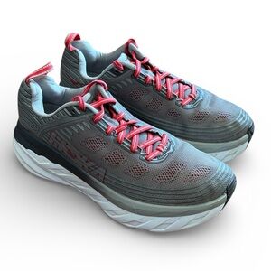 Hoka One One Bondi 6 Running Shoes Gray/Coral Athletic Sneakers 1019269 ASGY 9